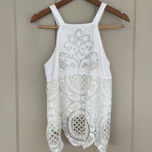 Francesca's Blue Rain size S White Eyelet Tank